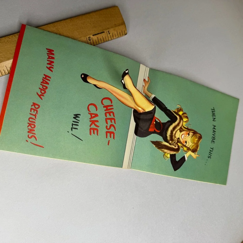 Vintage Pinup Cheesecake Birthday Card Pop Up 1950s Mid Century USA